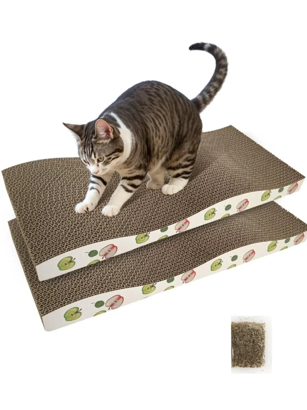 TIMHAKA Cat Scratching Board, Corrugate Cat Scratcher for Indoor Cats with Catni